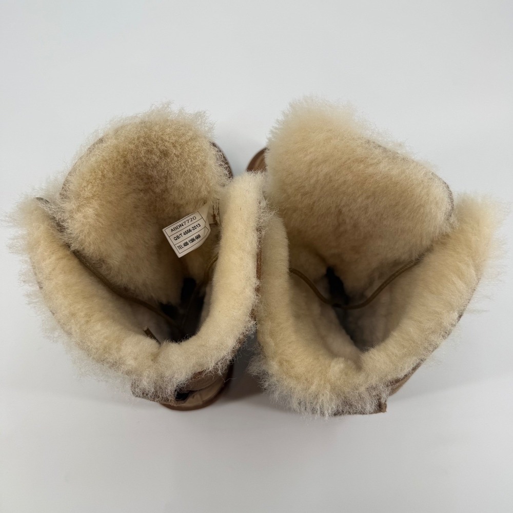 AU&MU Australia Sheepskin Shearling Lace Up Winter Boots Wmn Size 6 Brown Suede - Picture 6 of 8